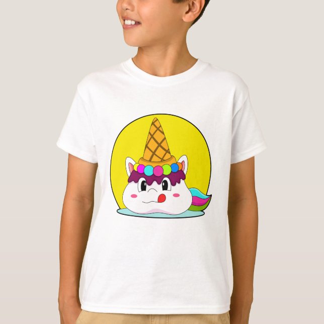 T-shirt Unicorne avec cône de crème glacée (Devant)