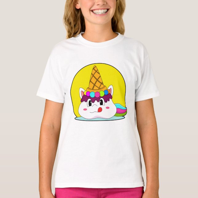 T-shirt Unicorne avec cône de crème glacée (Devant)
