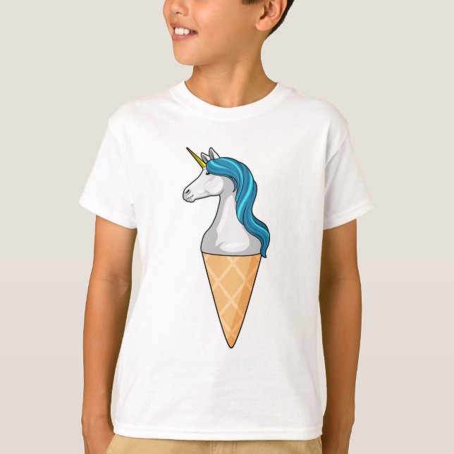 T-shirt Unicorne avec crème glacée gaufre (Devant)