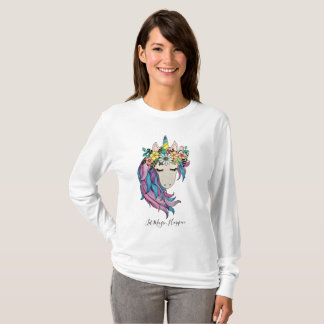 T-shirt Unicorne Avec Fleurs Sauvages En Aquarelle