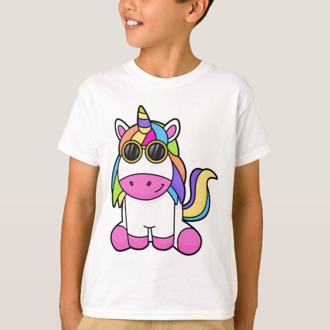 T-shirt Unicorne avec lunettes de soleil (Devant)
