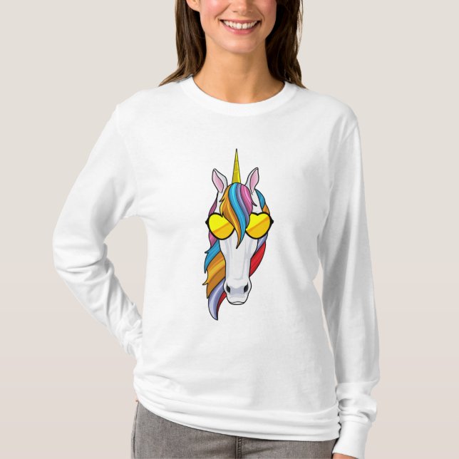 T-shirt Unicorne avec lunettes de soleil (Devant)