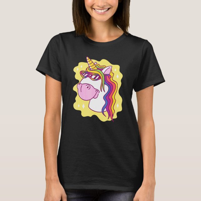 T-shirt Unicorne avec lunettes de soleil Rainbow Creature  (Devant)