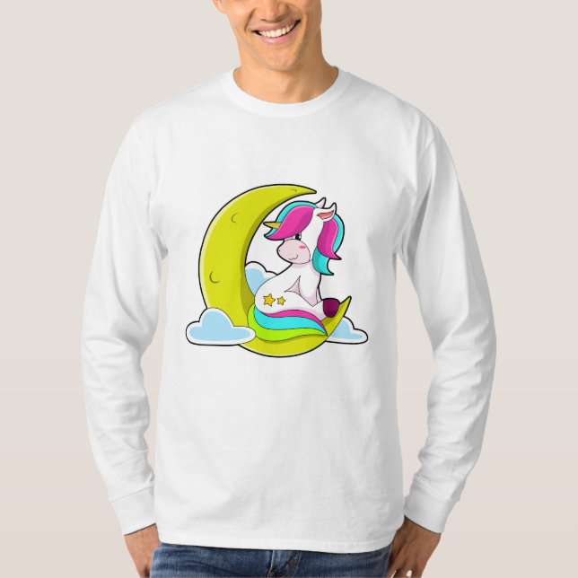 T-shirt Unicorne avec nuages et lune (Devant)