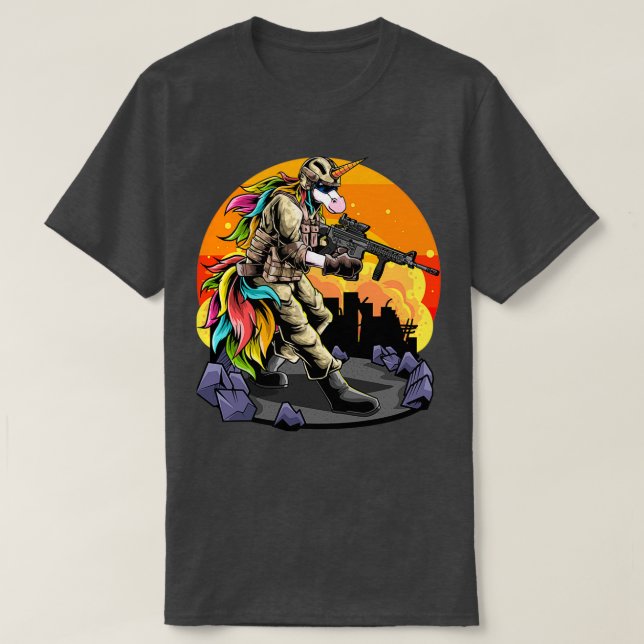 T-shirt Unicorne Avec Un Arme Amusant Unicorne Lover (Design devant)