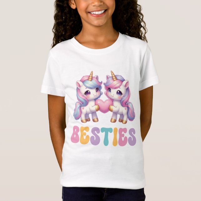 T-Shirt Unicorne Besties Meilleurs Amis Pour Toujours (Devant)