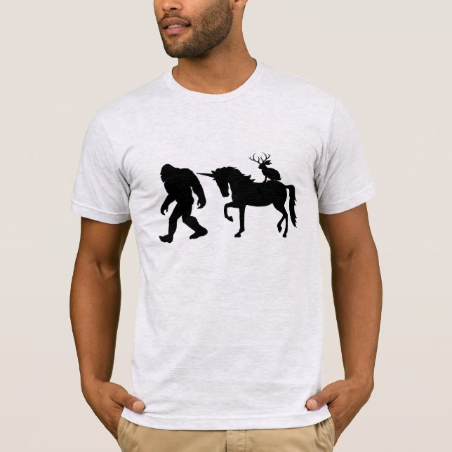 T-shirt Unicorne, Bigfoot, Jackalope (Devant)