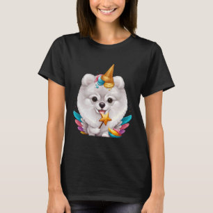 T-shirt Unicorne blanche Poméranie crème glacée