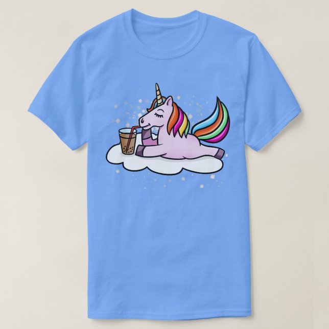 T-shirt Unicorne Boire Boba Milk Tea (Design devant)