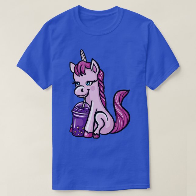 T-shirt Unicorne Boire Boba Milk Tea 1 (Design devant)