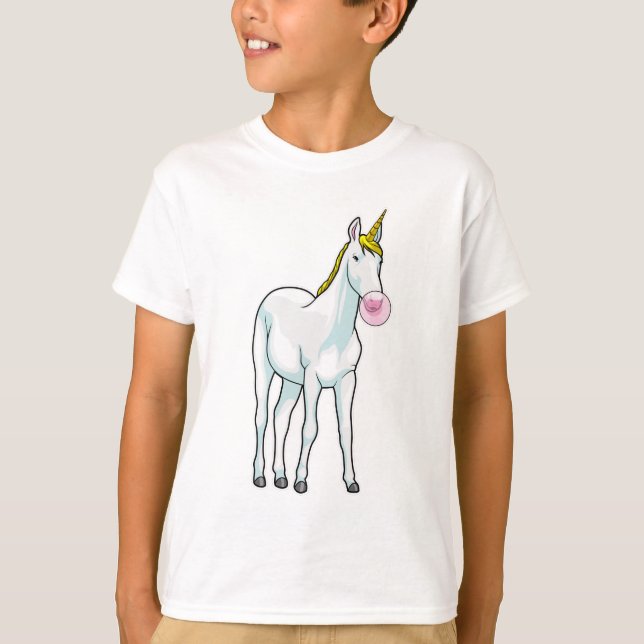 T-shirt Unicorne Bubble gomme (Devant)