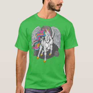T-shirt unicorne cheval pleine couleur avec ailes voler es