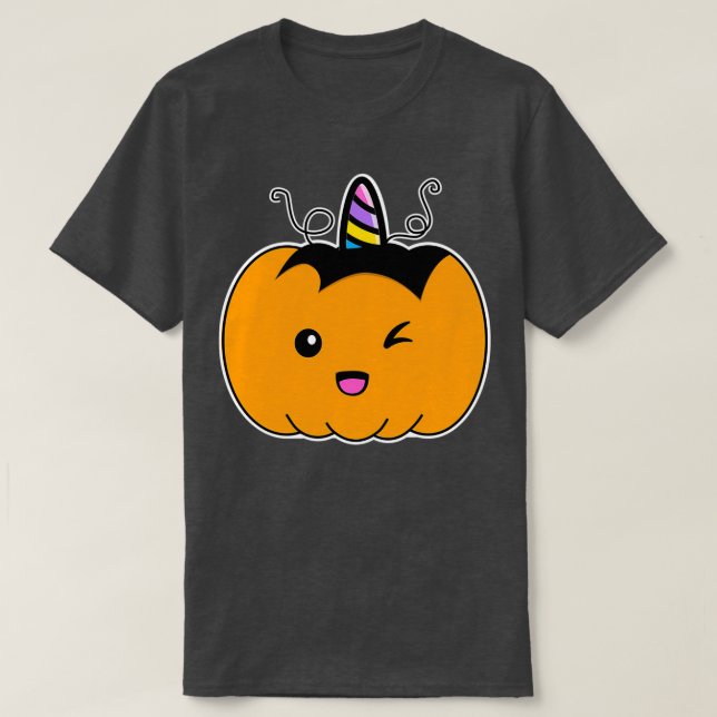 T-shirt Unicorne Citrouille Halloween Halloween Unicorne U (Design devant)
