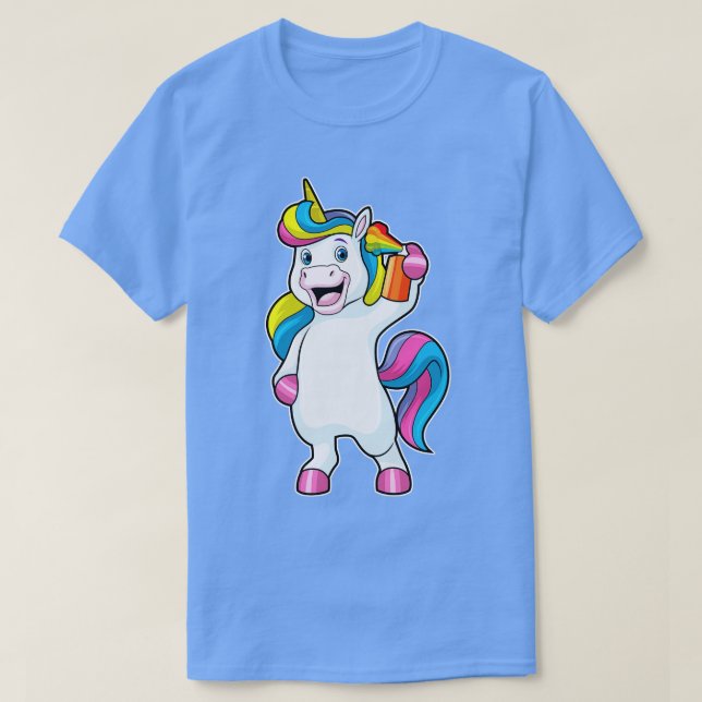 T-shirt Unicorne comme coiffeur avec aérosol (Design devant)