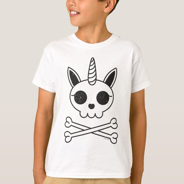 T-shirt Unicorne crâne et os croisés (Devant)