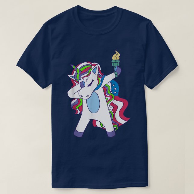 T-shirt Unicorne Dabbing USA Patriotin Womens Unicorne (Design devant)