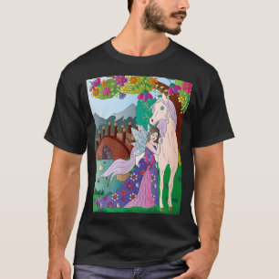 T-shirt Unicorne d'accolade aux fées devant le pont voûté