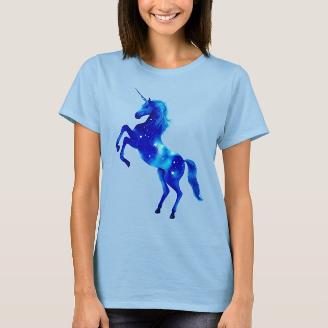 T-shirt Unicorne dans Deep Blue Pleiades Star Image (Devant)