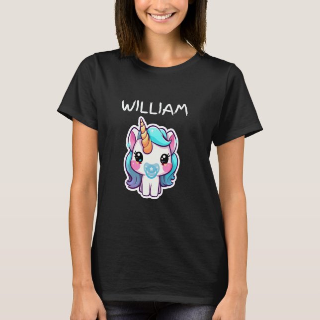 T-shirt Unicorne de bébé avec Pacificateur bleu Personnali (Devant)
