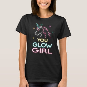 T-shirt Unicorne de la fille brillante 80s Retro