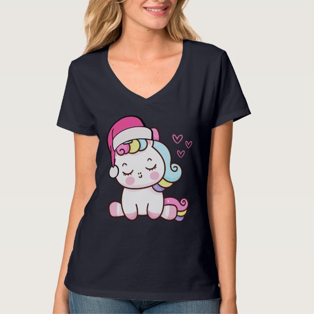 T-shirt Unicorne de Noël (Devant)