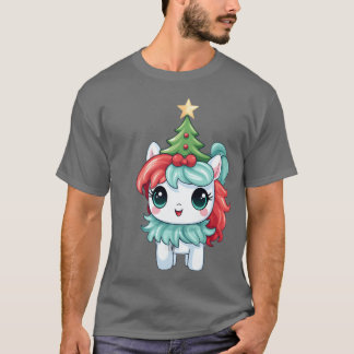 T-shirt Unicorne de Noël avec Christmasree et Star vinta