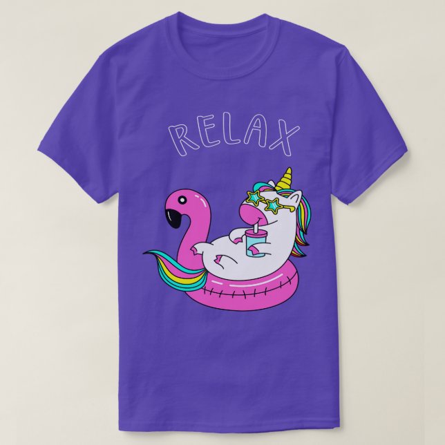 T-shirt Unicorne détendue drôle g dans Pool (Design devant)
