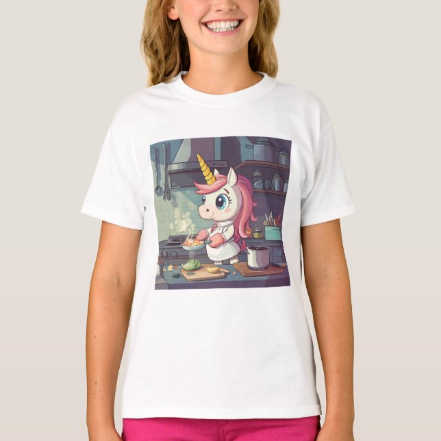 T-shirt Unicorne en cuisine (Devant)
