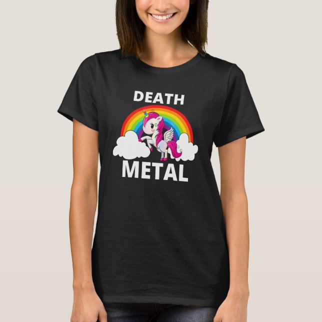 T-shirt Unicorne en métal mort Arc-en-ciel Métal lourd (Devant)
