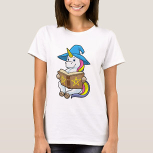T-shirt Unicorne en tant qu'assistant avec livre et Casque