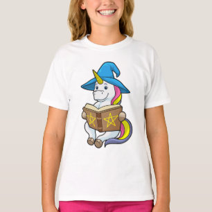 T-shirt Unicorne en tant qu'assistant avec livre et Casque