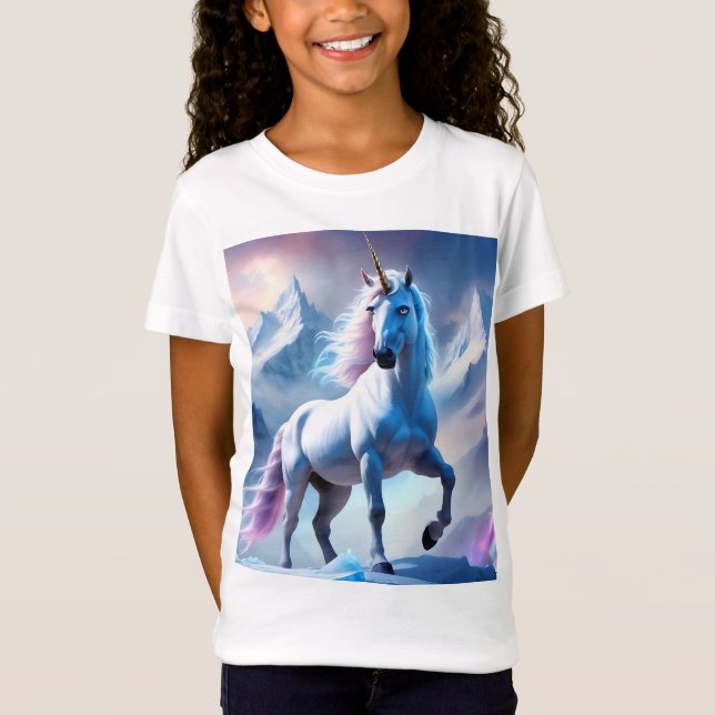 T-Shirt Unicorne enchantée dans un Imaginaire enneigé (Devant)