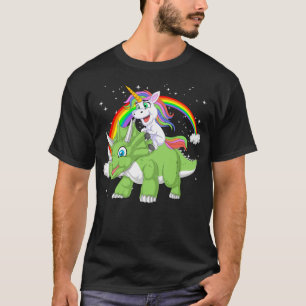T-shirt unicorne équitation triceratops