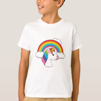 Unicorne et arc-en-ciel avec nuages Kawaii