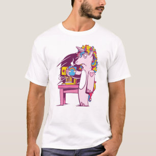 T-shirt Unicorne fatiguée avec café