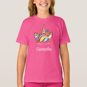 T-shirt Unicorne florale Coloré Personnalisé