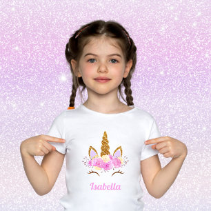 T-shirt Unicorne florale rayée magique personnalisée