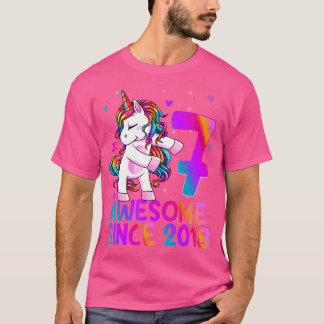 T-shirt Unicorne Flossante 7 Ans 7E Anniversaire Fille Uni