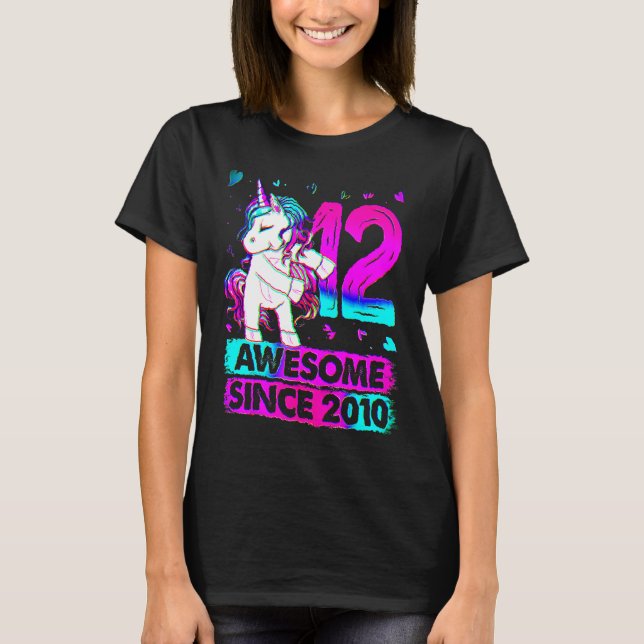 T-shirt Unicorne Flossing 12e Anniversaire 12 Anniversaire (Devant)