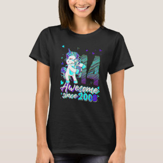 T-shirt Unicorne Flossing 14e Anniversaire 14 Ans