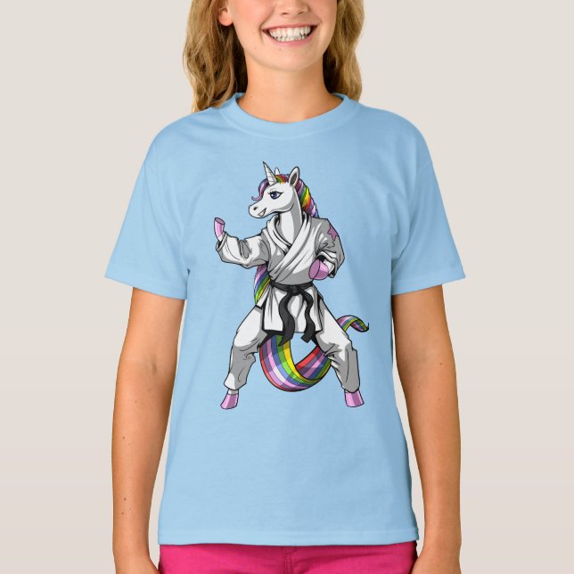 T-shirt Unicorne Girl Karate Ninja (Devant)