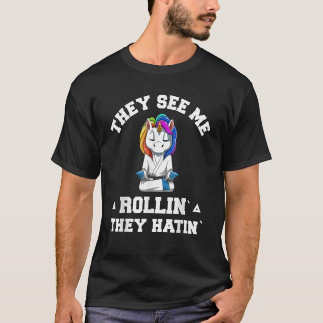T-shirt Unicorne graphique Jiu Jitsu Rollin BJJ (Devant)