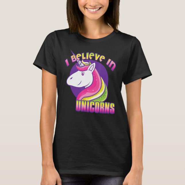 T-shirt Unicorne Je Crois En Unicornes (Devant)