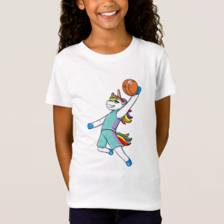 T-Shirt Unicorne Jouer Basket Filles Filles Femen Playe mi