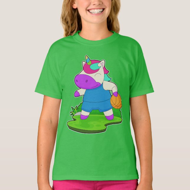 T-shirt Unicorne Joueur de basket-ball (Devant)