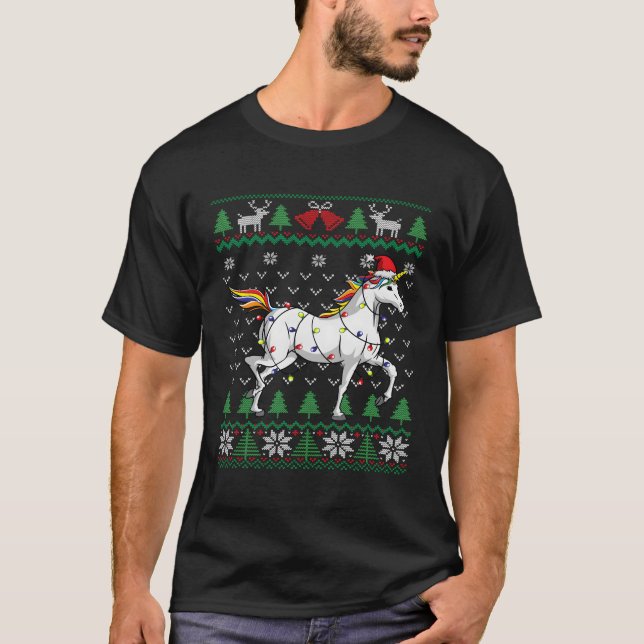 T-shirt Unicorne laid pour Noël (Devant)