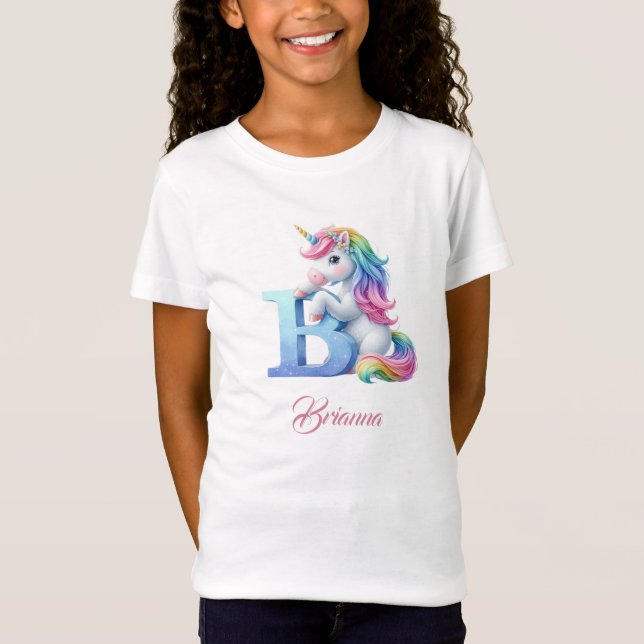 T-Shirt Unicorne lettre B monogramme premier jour magique (Devant)