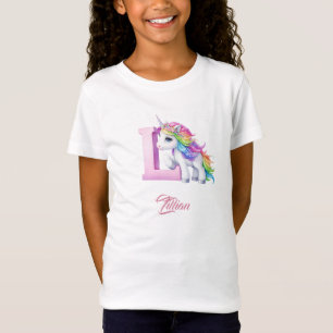 T-Shirt Unicorne lettre K monogramme initiales filles cade