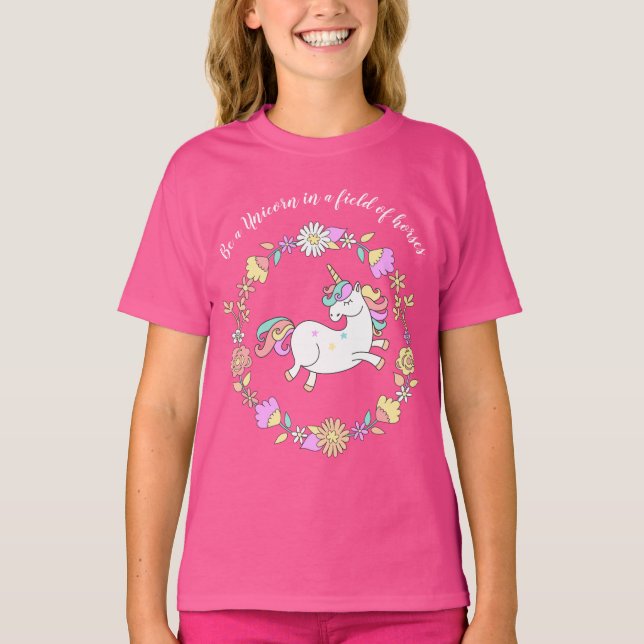 T-shirt Unicorne lunaire dans une couronne (Devant)