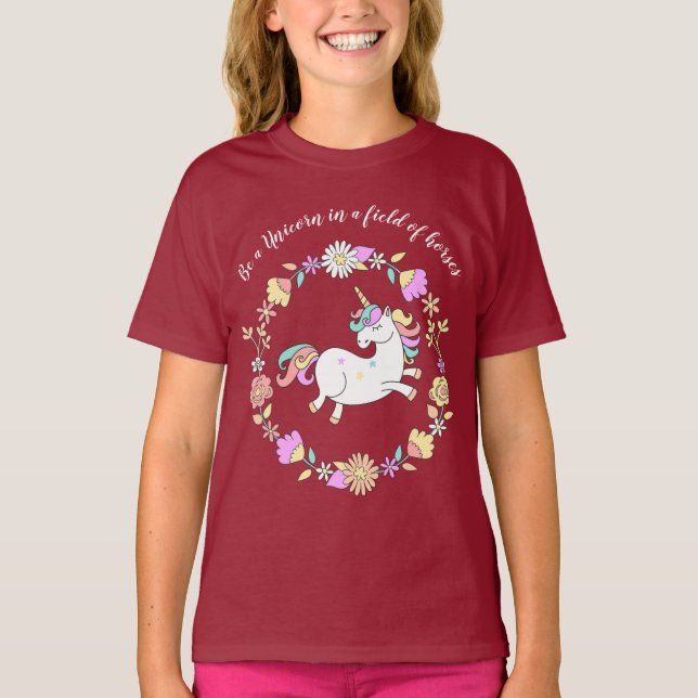 T-shirt Unicorne lunaire dans une couronne (Devant)